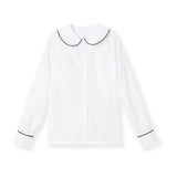 Long Sleeve Piped Peter Pan Blouse