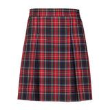Macbeth Plaid Stitched Down Kick Pleat Long Skirt