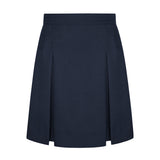 Navy Stitched Down Kick Pleat Long Skirt