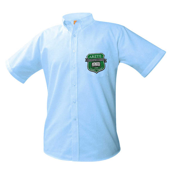 Arete Prep Academy Male Oxford Short Sleeve (9th-12th Grade) - Patch on the pocket