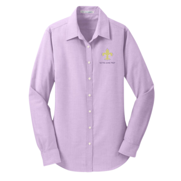 Notre Dame Purple Female Oxford Long Sleeve Blouse