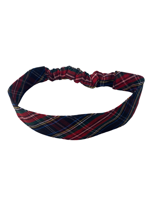 Plaid 56 Fabric Headband w/Elastic in Back