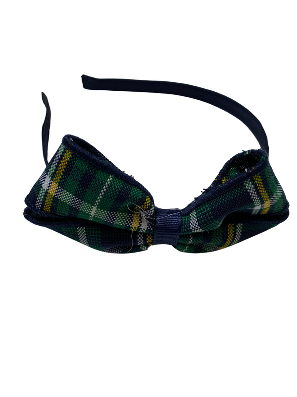 Small Headband w/Plaid Bow - Plaid 1B